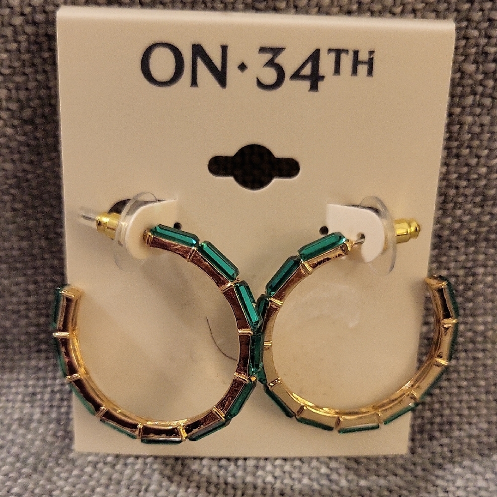 On 34th Green Sparkle Hoop Earrings